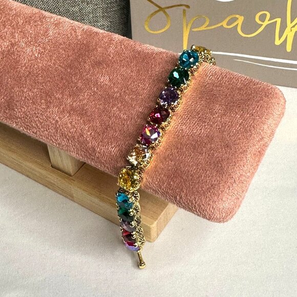 Park Lane Jewelry Light Show Baby Signature Bracelet Rainbow Crystal Gold-Tone - Picture 5 of 15